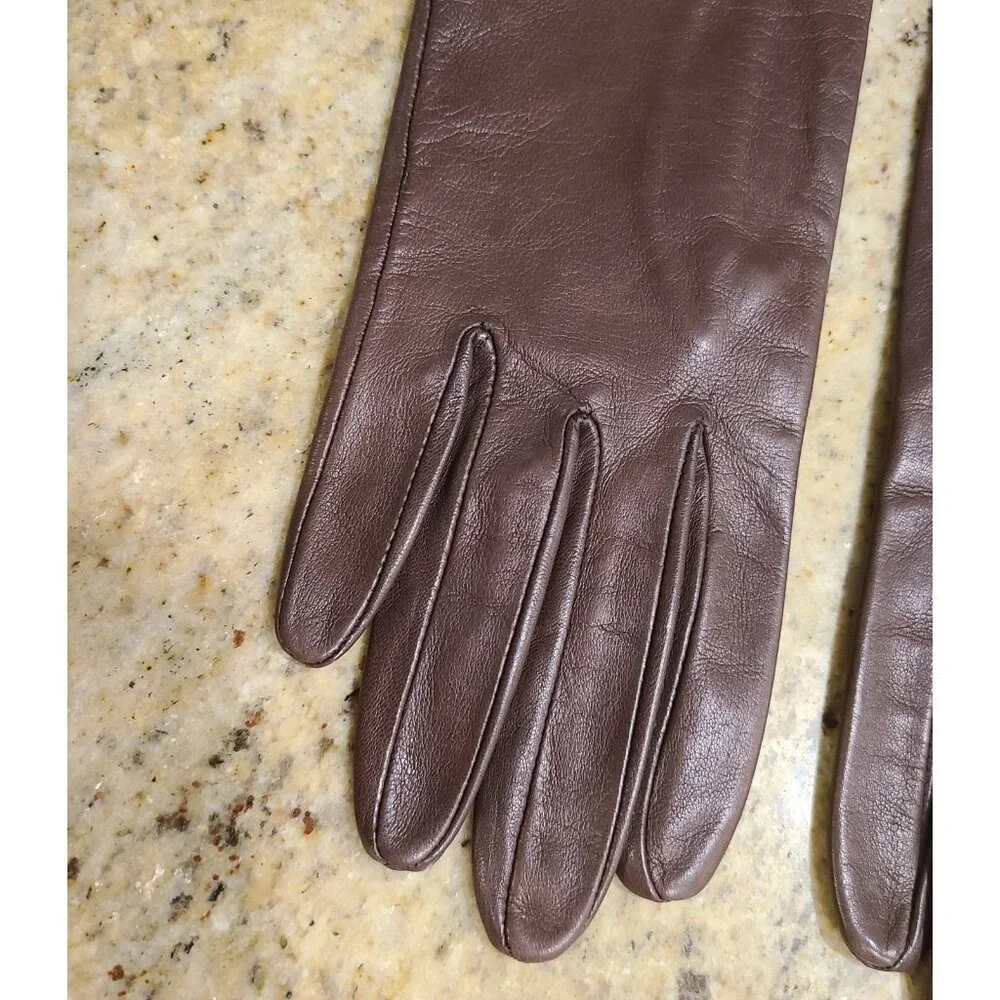 Vintage Womens Size S 6.5 Brown Soft Leather Silk Lined 8.5